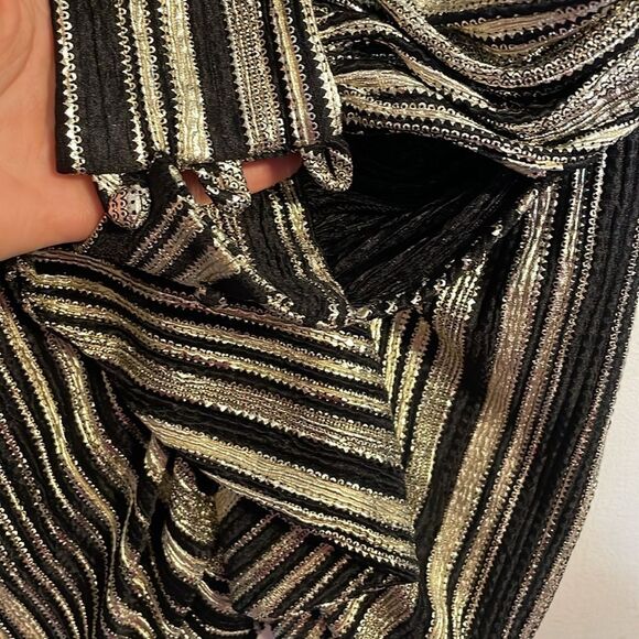 Pat Bo Metallic Stripe Ruched Mini Dress Silver 8 - Picture 4 of 6